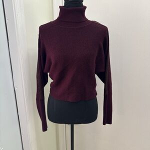 Jennifer Lopez Deep Burgundy Turtleneck Sweater
